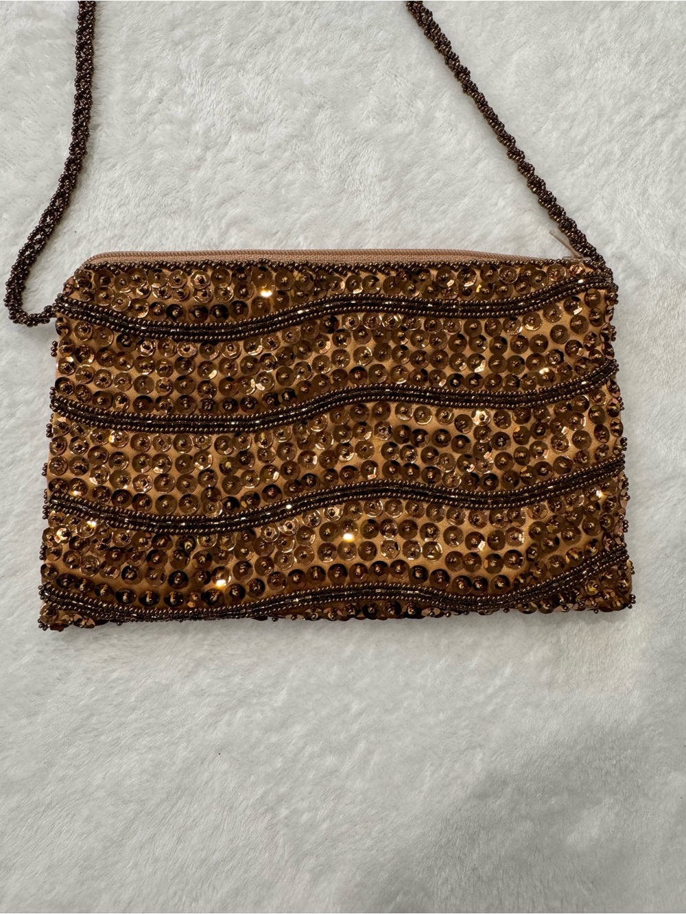 Beaded Sequin Crossbody Bag in Bronze - Picture 2 of 4